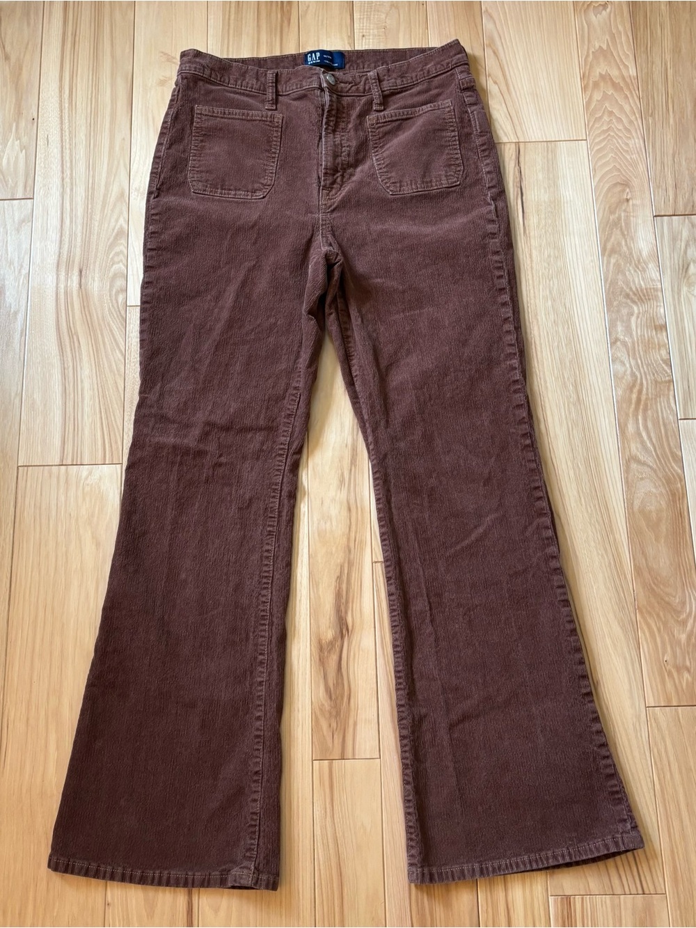 GAP High Rise 70s Flare Leg Sable Brown Corduroy Pants